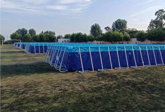 25Mx5M Dış PVC Tarpaulin Yüzme Havuzu Metal Çerçeve