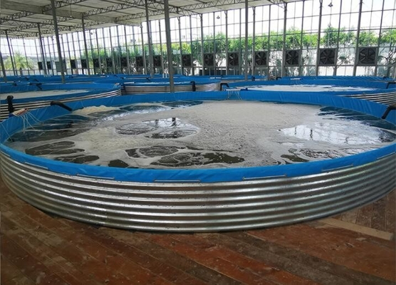 Galvanize Yaprak Akvaryumlar Tarpaulin Balık Yetiştirme Tankı 30M Enlem Büyük