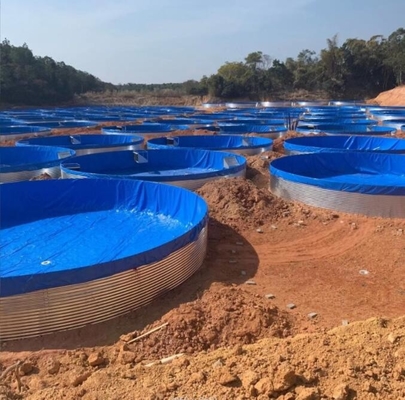 Galvanize Yaprak Akvaryumlar Tarpaulin Balık yetiştirme tankları 20M D 1.20M H