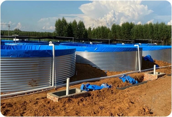 Galvanize Yaprak Akvaryumlar Tarpaulin Balık Yetiştirme Tankı 30M Enlem Büyük